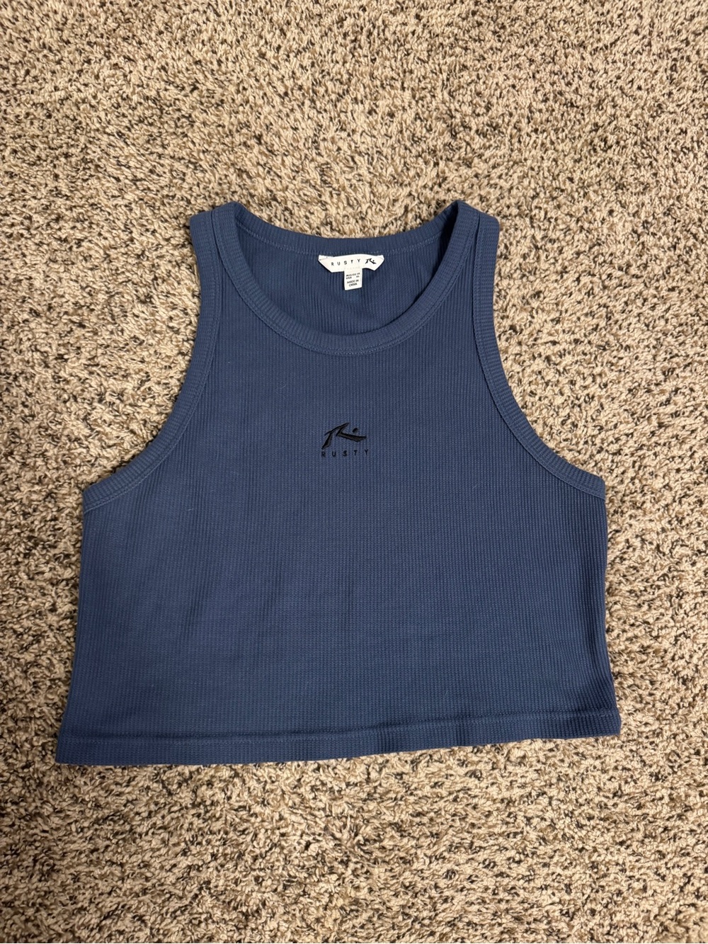 Rusty Navy Ribbed Cropped Tank
